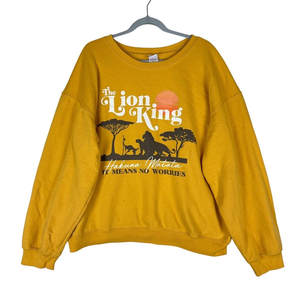 Disney Lion King Sweatshirt Juniors XXL 19‎ Yellow Hakuna Matata Simba Graphic